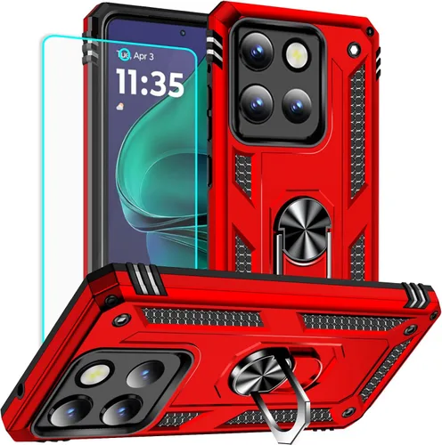 Miniatura 20 de Yiakeng Funda para Moto G Stylus 5G 2023, Motorola G Stylus 5G 2023 con protector de pantalla HD, fundas protectoras de grado militar con anillo