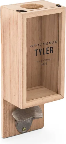 Miniatura 9 de Weddingstar Abrebotellas montado en la pared de madera personalizado y soporte para tapa de botella - Brewery Co