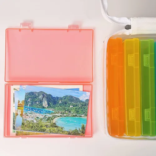 Miniatura 9 de Gbivbe Estuche de almacenamiento de fotos, tamaño 4 x 6, caja grande con capacidad para 1000 fotos, almacenamiento de tarjetas, mango de tarjetas