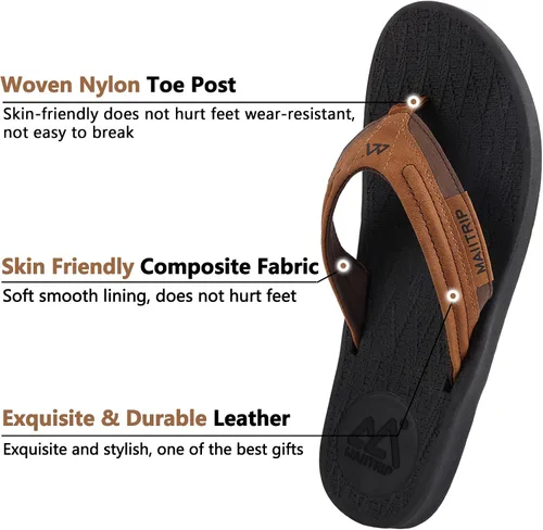 Miniatura 3 de MAIITRIP Sandalias de cuero para hombre, sandalias de playa de verano