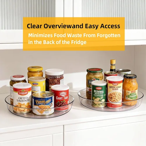 Miniatura 7 de Juego de 2 tocadiscos Lazy Susan de 10 pulgadas para organización de especias Clear BPA-Free Plastic Rotating Organizer for Kitchen Cabinet
