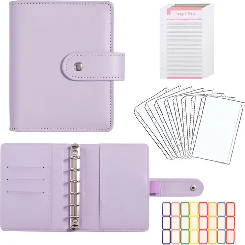 Miniatura 11 de Juego de carpetas presupuestarias A7, mini organizador de dinero para ahorrar efectivo, sistema de sobres de relleno de efectivo, carpetas Rojo rosa