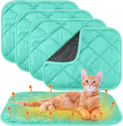 Miniatura 65 de Paquete de 4 Almohadillas Autocalentables para Gatos, Alfombrilla Autocalentable para Perros que Refleja el Calor Corporal, Almohadilla Térmica