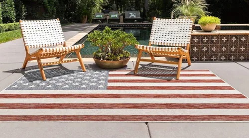 Miniatura 5 de Unique Loom Outdoor Collection Alfombra de área (3' 3' 3' x 5' 3' Rectángulo, Rojo/ Azul)