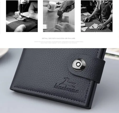 Miniatura 28 de Cartera delgada para hombre con monedero, cartera minimalista con cremallera, carteras plegables para hombre con tarjetero de crédito, cartera