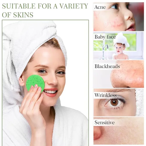 Miniatura 4 de 120 esponjas faciales comprimidas, exfoliantes faciales naturales, esponjas faciales desechables para limpieza, almohadillas faciales redondas