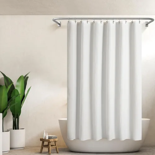 Miniatura 6 de Barossa Design Cortina de ducha blanca con tejido gofre, calidad de lujo, cortinas de ducha de tela para baño, tela con patrón de piqué, repelente