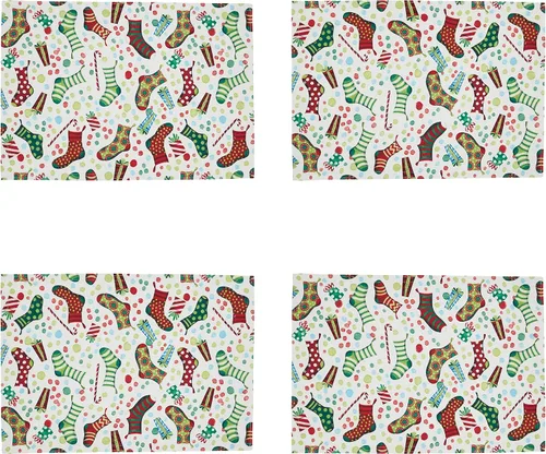 Miniatura 3 de Manteles individuales con medias de Navidad (juego de 4)