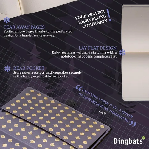 Miniatura 5 de Dingbats* Cuaderno de Escritura con Líneas de Vida Silvestre A5 - Tapa Dura de Cuero Vegano - Ideal para Trabajo, Viajes - Bolsillo, Cierre Elástico