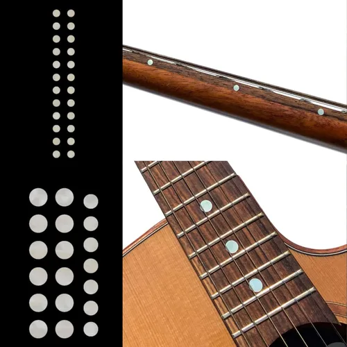 Miniatura 24 de Adhesivos de incrustación para marcadores de diapasón de guitarras y bajo - 0.32 cm Pequeñas marcas laterales en forma de punto - Abulón azul