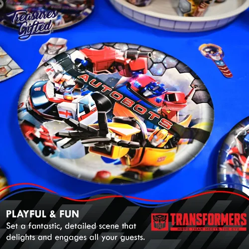 Miniatura 5 de Treasures Gifted Suministros para fiestas de Transformers con licencia oficial, sirve para 16 invitados, juego de vajilla para principiantes