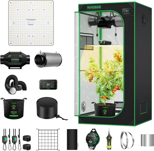 VIVOSUN GIY Sistema de tienda de cultivo inteligente 2.7x2.7, Kit de tienda de cultivo con WiFi integrado, con ventilación y circulación