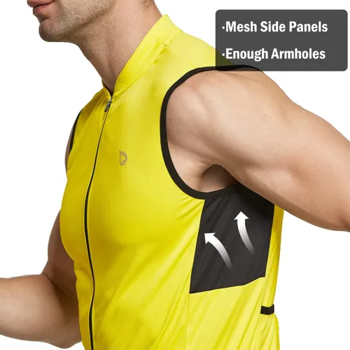 Miniatura 3 de BALEAF Camiseta de ciclismo sin mangas para hombre, camiseta de ciclismo de carretera, camisetas sin mangas, bolsillos con cremallera completa, SPF