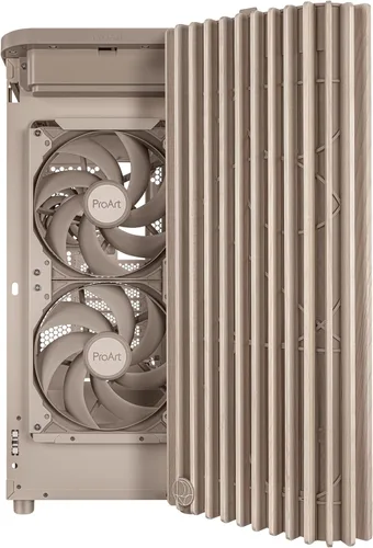 Miniatura 12 de ASUS ProArt PA401 Wood Edition - Carcasa ATX con panel de malla beige, soporte de GPU de hasta 12.402 in, soporte de radiador de 9.449 in