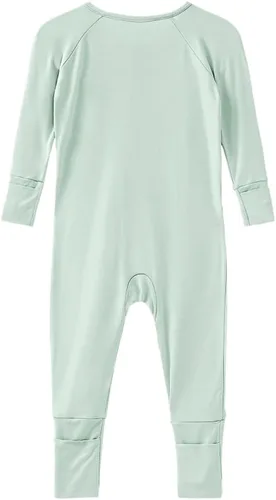 Miniatura 37 de Pijama de viscosa de bambú sin pies para niños y niñas, pijamas con cremallera para dormir y jugar, mameluco - 0-24 meses
