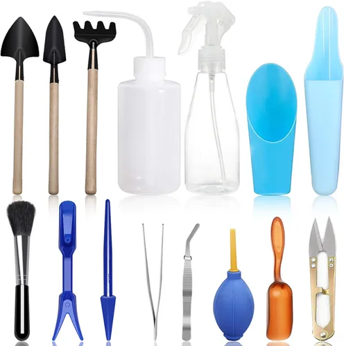 SONGZIMING Juego de 15 herramientas para plantas suculentas, mini kit de herramientas de riego para plantas de jardinería en miniatura suculentas,