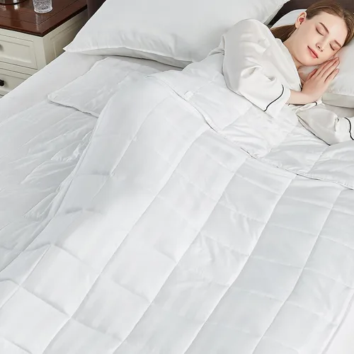 Miniatura 8 de anfie - Manta con peso para niños (40 x 60 pulgadas, 7 libras), ultrasuave y acogedora, refrescante, lavable a máquina, beige