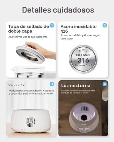 Miniatura 8 de Calentador de biberones Comfyer, calentador de biberones para bebé con luz nocturna y ventilador de enfriamiento más rápido, calentador de agua
