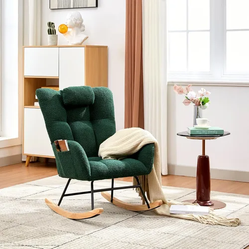 Miniatura 8 de Mecedora de peluche para guardería, mecedora tapizada para bebé, para adultos, espacios pequeños en interiores, sillas de lactancia para sala