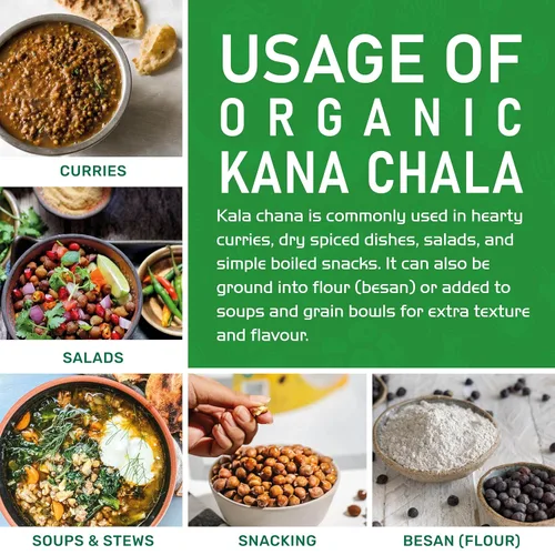 Miniatura 8 de Jiva Organics Bolsa orgánica Kala Chana a granel de 2 libras, gramo negro, garbanzos negros Desi, 100% natural y sin OMG
