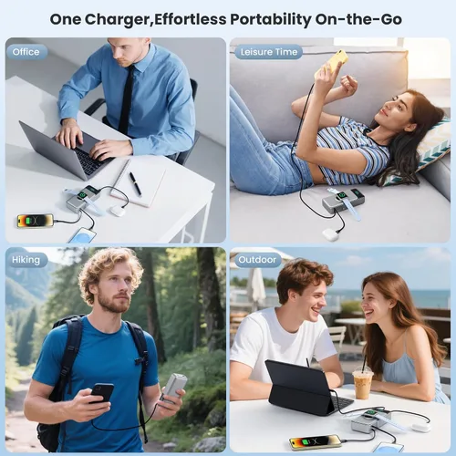 Miniatura 7 de Cargador portátil 5 en 1 para iPhone, banco de energía de 40800 mAh con cable retráctil incorporado y cargador para iWatch, paquete de batería