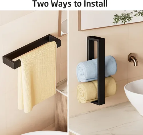 Miniatura 8 de KES Toallero negro para toalla de baño, toallero de mano de 10 pulgadas, accesorios de baño modernos, montaje en pared, acero inoxidable SUS304