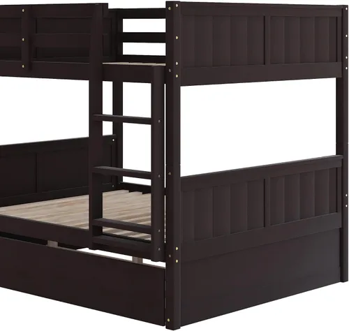 Miniatura 5 de Bellemave Literas de tamaño matrimonial sobre matrimonial con cama nido de tamaño individual, litera baja para niños, adultos y adolescentes