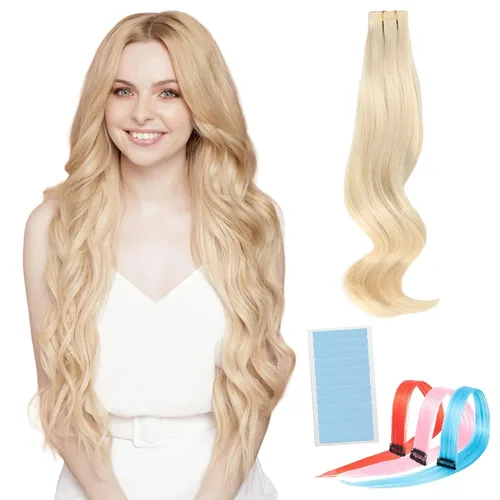 Miniatura 11 de WIGI Extensiones de cabello adhesivas de alta calidad, cabello humano 100 % real, 1.76 onzas por paquete, 20 unidades, extensiones de cabello lacio