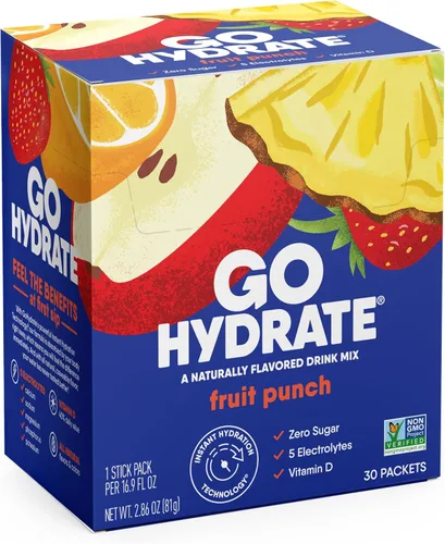 Miniatura 11 de GoHydrate Paquetes de polvo de hidratación instantánea, mezcla de bebidas con electrolitos bajos en sodio, apoyo de hidratación natural, bebida