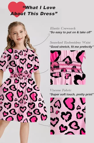 Miniatura 3 de Vestido floral con cintura fruncida para niñas, ropa de juego para la iglesia, vacaciones, vestido midi suave con bolsillos