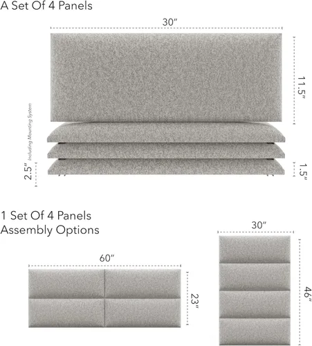 Miniatura 80 de Vant - Paneles tapizados para pared - Cabeceros montados en la pared tamaño King/Cal King - Cuero vintage blanco tórtola - Twin/King - Juego de 4