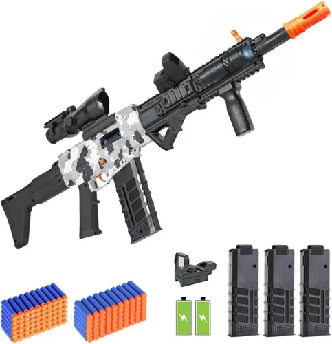 Pistola de juguete realista para pistolas Nerf, dardos de espuma, con alcance de 120 balas suaves, 3 revistas, ametralladoras eléctricas