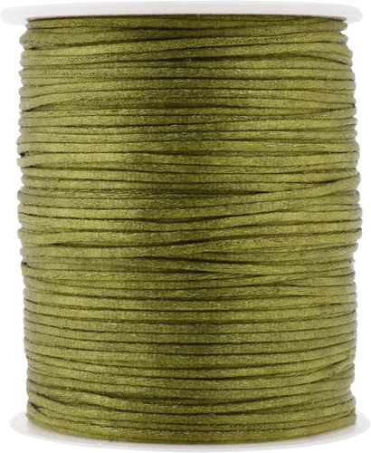 Miniatura 131 de Mandala Crafts Cordón de Satén de Nailon 2mm Cordón Rattail Champagne - 100 Yardas Cordón de Nailon Chino para Nudos Cordón de Seda Cola de Rata