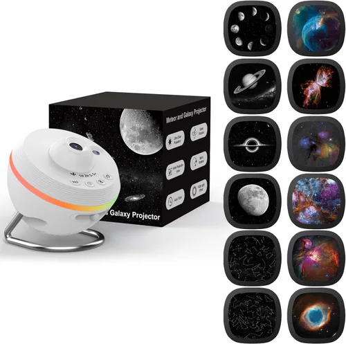 Miniatura 10 de Proyector de galaxia, proyectores de estrellas, planetario para el hogar, techo, cielo estrellado, luz nocturna con tira de luz, proyector de Negro