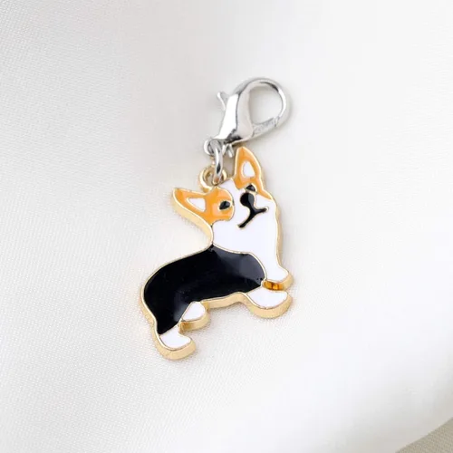 Miniatura 3 de FEELMEM Corgi Perro Cremallera Colgante Clip En Charm Animal Joyería Regalo Para Mascotas Amante Mamá