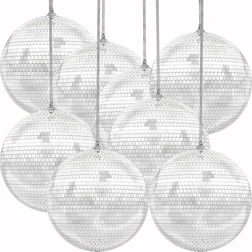 Miniatura 5 de The Dreidel Company Bola de espejo de 8 pulgadas con cuerda adjunta para colgar anillo, refleja la luz, recuerdo de fiesta (individual)