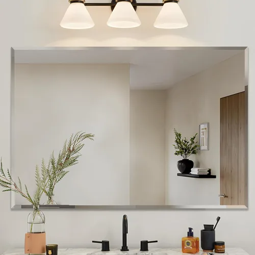 Miniatura 13 de Espejo de borde biselado de 20x28 pulgadas sin marco, rectangular para pared de baño, a prueba de explosiones y roturas, espejo de tocador