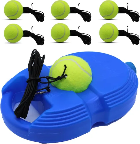 Magicorange - Pelota de tenis para entrenamiento con 6 pelotas de cuerda, equipo de entrenamiento de tenis en solitario para práctica de tenis