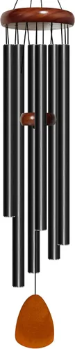 Miniatura 18 de Bursvik Campanilla de viento de 28 pulgadas, campanillas de viento decorativas en metal para exteriores, conmemorativas, regalo de recuerdo, Negro