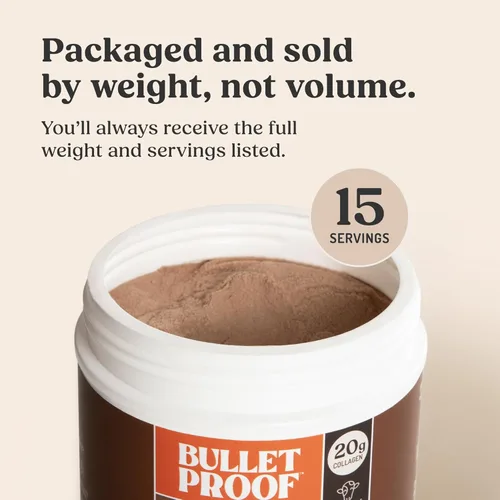 Miniatura 5 de Polvo de proteína de colágeno Bulletproof con chocolate y aceite MCT, 19g de proteína, 17.6 onzas, péptidos de colágeno y aminoácidos para una piel