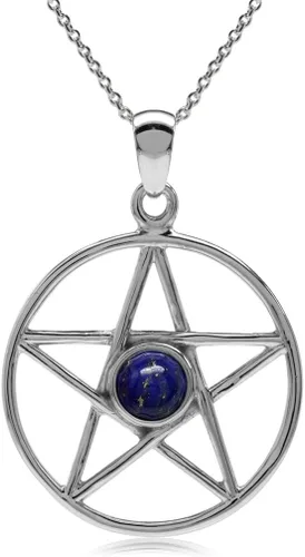 Miniatura 16 de Silvershake Colgante o colgante Wiccan de plata de ley 925 chapada en oro amarillo de 0.197 in con forma redonda de pentagrama de estrella
