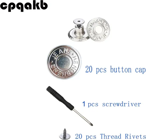Miniatura 2 de 20 botones para coser jeans de metal, 0.67 pulgadas, sin clavos, removibles, sin clavos, botones de metal de repuesto para reparación de remaches