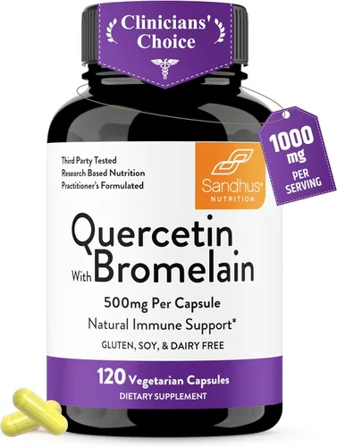 Sandhu - Suplemento de quercetina con bromelina, complejo de quercetina y bioflavonoides para el refuerzo inmunitario y la salud respiratoria, 1,000