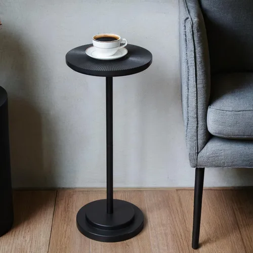 Miniatura 7 de COVLON Mesa de bebidas, mesa de Martini tallada, mesa auxiliar pequeña, mesa de pedestal con base pesada para sala de estar, dormitorio, espacio