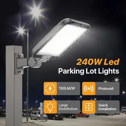 Miniatura 2 de Luces de Estacionamiento 240W 36000LM Montaje de Brazo Ajustable Luces de Caja de Zapatos para Exteriores con Fotocélula de Anochecer a Amanecer