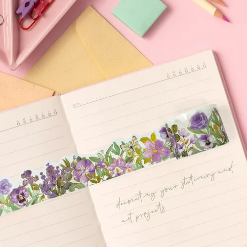 Miniatura 3 de allydrew Cinta washi de lámina dorada metálica floral paisaje, 1.181 in x 9.8 ft, violetas dulces