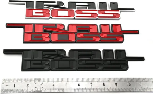 Miniatura 6 de 2 piezas 2019-2021 Emblemas Trail Boss 3D Insignia Adhesivo Lateral Placa de Nombre de Reemplazo para Chevy Silverado 1500 HD 2500 HD (Negro Mate)