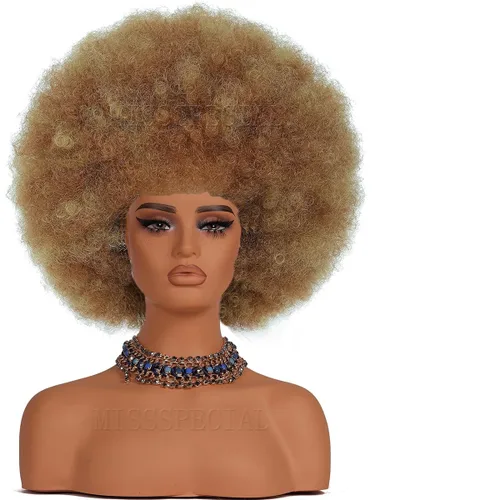 Miniatura 2 de Peluca afro rizada de los años 70 para mujeres negras, sin pegamento, pelucas afro grandes, con volumen y suaves de aspecto natural, peluca grande