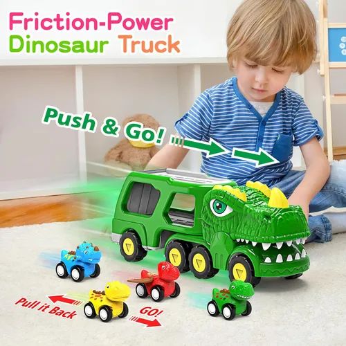 Miniatura 2 de ENJSD Juguetes para niños de 1, 2, 3, 4 años, juguetes 5 en 1 para edades de 2 a 4 años con 4 juguetes de dinosaurio para niños de 3 a 5 años, Verde
