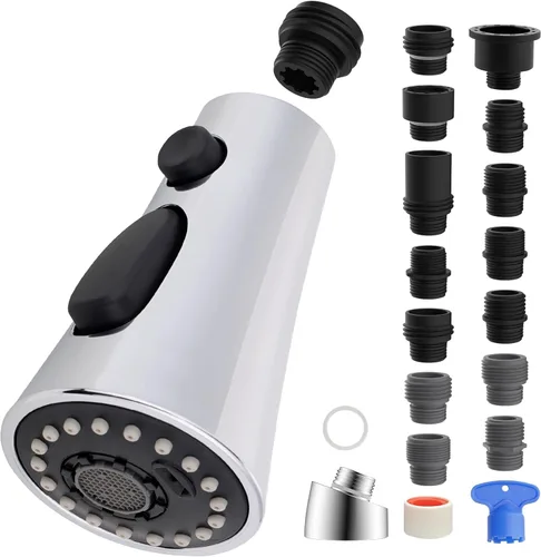 Miniatura 13 de iFealClear Reemplazo universal de cabezal de grifo de cocina, 3 modos de cabezal rociador de grifo extraíble, compatible con Moen Delta, equipado